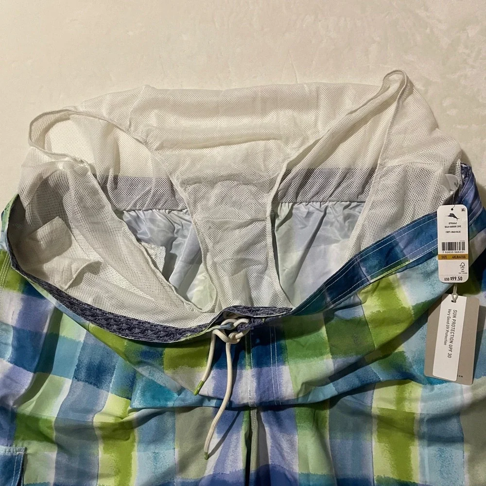 Tommy Bahama Baja Harbor‎ Cove Plaid Board Shorts Maui Blue Men 4XLB Swim Trunks
